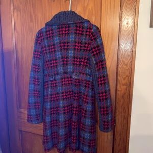 Heavy plaid pea coat with pockets